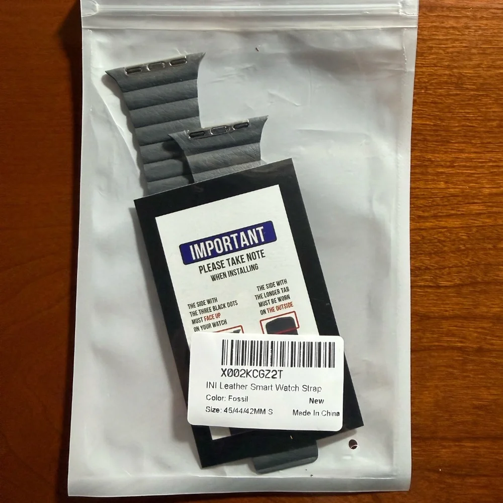 INI Compatible with Apple Watch Band w/ Adjustable Leather Strap